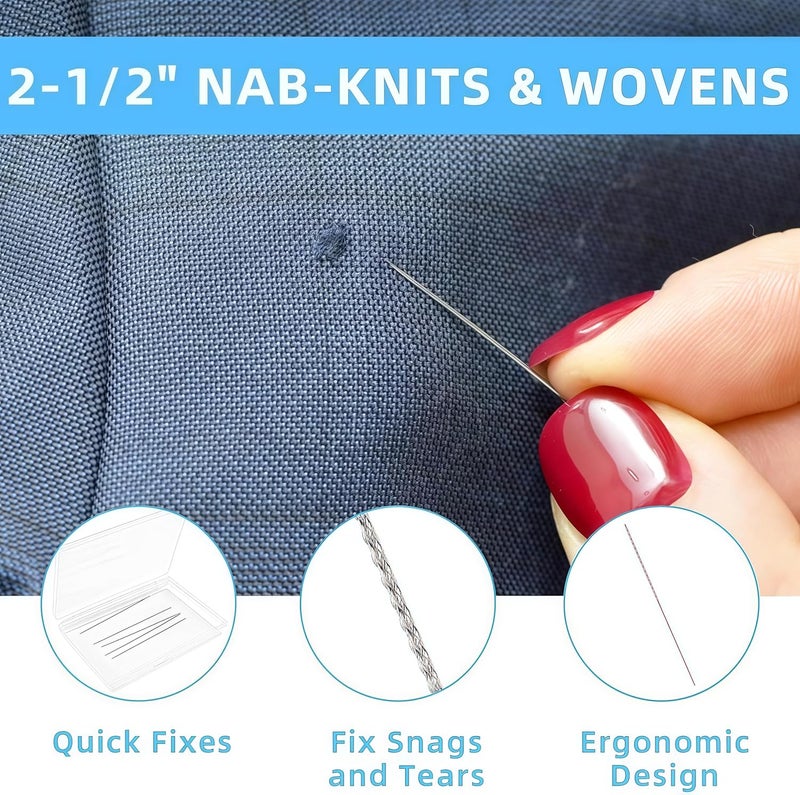 LUSTRIB 10 Pcs Snag Repair Tool with Storage Box, Snag Nab It Tool and Snag Repair Needle (0.03 x 2.36 Inches) Woven and Knits Sewing Stitching Needle Tools for Knitwear, Woven Fabric, Clothing, Drapes - Image 4